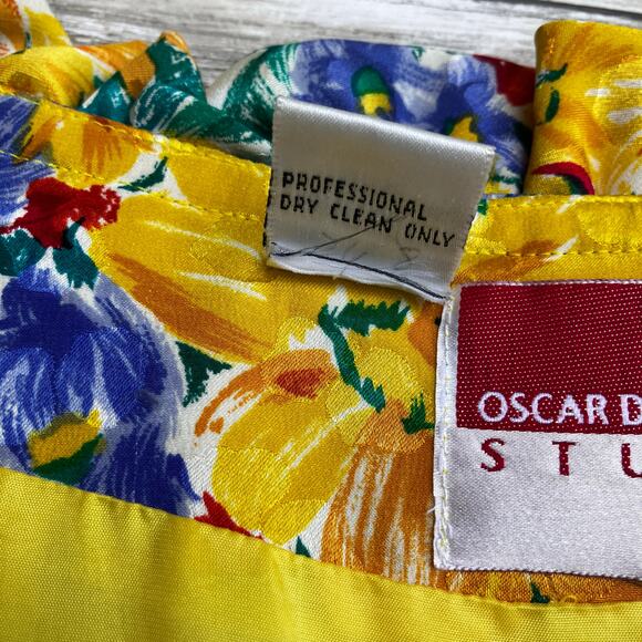 VTG Oscar de la Renta Studio Silk Blouse Top Jacket Small Floral Button Ruffles - Picture 14 of 14